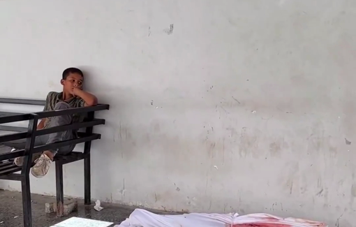 Thumbnail preview image for the video titled: A painful scene of a child who lost his brother in a massacre in Gaza City