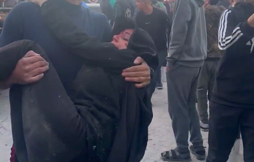 Thumbnail preview image for the video titled: Casualties rushed to hospital following Israeli bombing of two schools