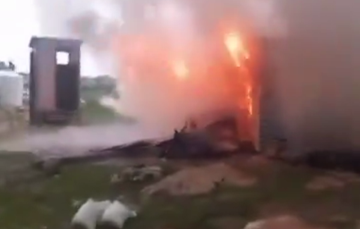 Thumbnail preview image for the video titled: Settlers have stolen 800 sheep and set fire to the agricultural facilities in Deir Dibwan