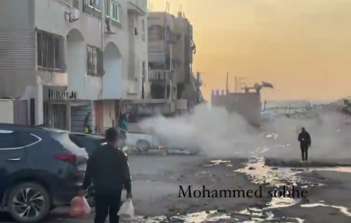 Thumbnail preview image for the video titled: Car on fire following an Israeli airstrike