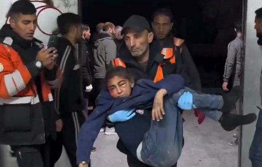 Thumbnail preview image for the video titled: Casualties, mostly children, rushed to hospital after the IDF bomb the Aliyan family home