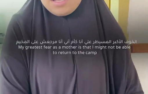 Thumbnail preview image for the video titled: Testimony of Palestinian woman from Jenin Camp about the basic needs women and children lack in displacement