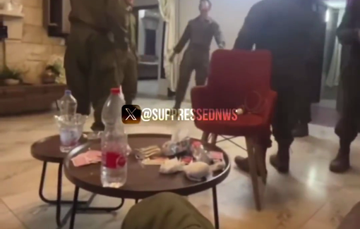Thumbnail preview image for the video titled: Israeli soldier Eliya Nakash filmed himself and his battalion playing football inside a Palestinian home in Jenin