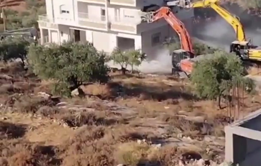 Thumbnail preview image for the video titled: The Israeli authorities destroying a Palestinian house in the village of Duma, southeast of Nablus
