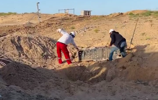 Thumbnail preview image for the video titled: PRCS and Civil Defense retrieve their colleages killed by the IDF in Rafah