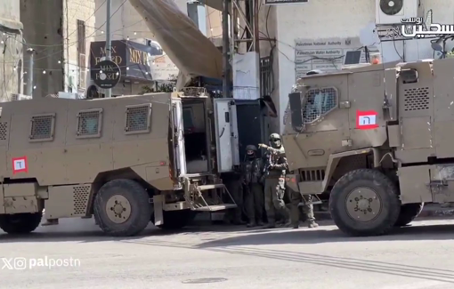 Thumbnail preview image for the video titled: The deployment of Israeli vehicles in the Dheisheh refugee camp in Bethlehem