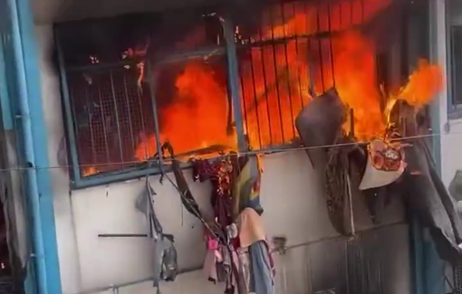 Thumbnail preview image for the video titled: Israeli airstrike sets UNRWA clinic ablaze killing 19 displaced Palestinians