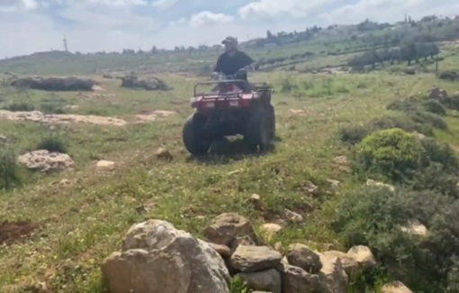 Thumbnail preview image for the video titled: Militia Settler Yedidya Talia chasing Palestinians sheherd with his ATV