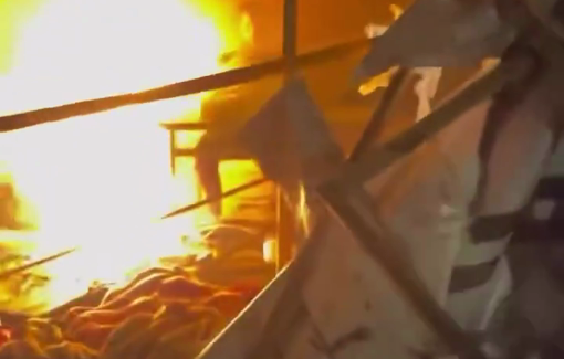 Thumbnail preview image for the video titled: Journalist being burned alive by an Israeli airstrike on his tent at Nasser hospital