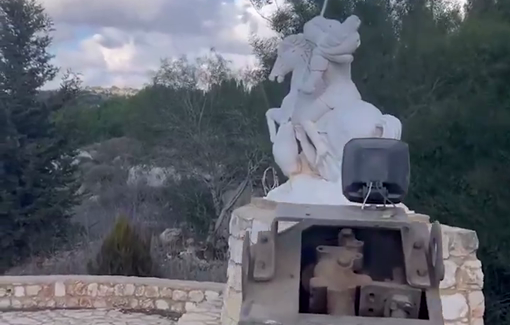 Thumbnail preview image for the video titled: IDF soldiers documenting the demolition of St George statue in Yaroun (South Lebanon)