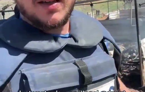 Thumbnail preview image for the video titled: Settlers set fire to three livestock shelters and a vehicle, and st-e-al 45 sheep in a village near Salfit