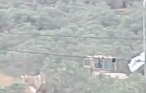 Thumbnail preview image for the video titled: Israeli occupation bulldozers are razing farmers' lands between the villages of Haris and Kafl Haris