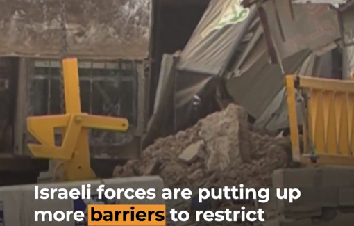 Thumbnail preview image for the video titled: Israeli forces have installed metal gates cutting off the Jenin refugee camp from the rest of the city