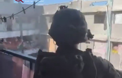 Thumbnail preview image for the video titled: Israeli givati soldiers throwing grenades at tents of displaced Palestinian families