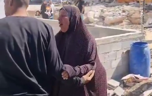 Thumbnail preview image for the video titled: The distress of a Palestinian mother : "Ten years they spent building it."