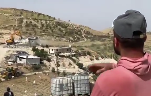 Thumbnail preview image for the video titled: The Israeli bulldozers destroyed the Munther Al-Amour's house in Tuwani