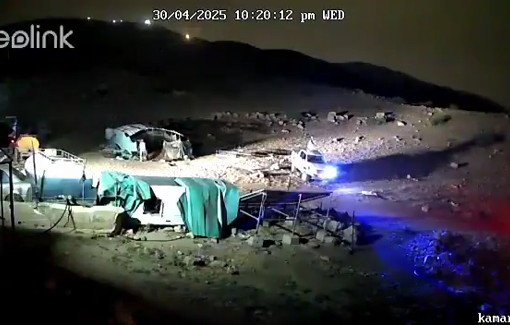 Thumbnail preview image for the video titled: CCTV footage captures masked Israeli settler mobs storming Al-Hamra area in the northern Jordan Valley