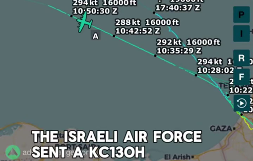 Thumbnail preview image for the video titled: Tracking of the Israeli KC130H plane under Malta and international waters during the attack on "Conscience" vessel
