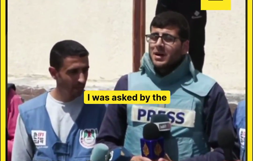 Thumbnail preview image for the video titled: Powerful speech of the journalist Ahmad Bassam for the World Press Freedom Day in Gaza