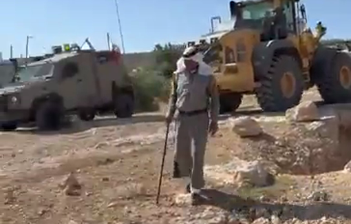 Thumbnail preview image for the video titled: Israeli bulldozers destroying several houses and infrastructures in the Zuweidi village