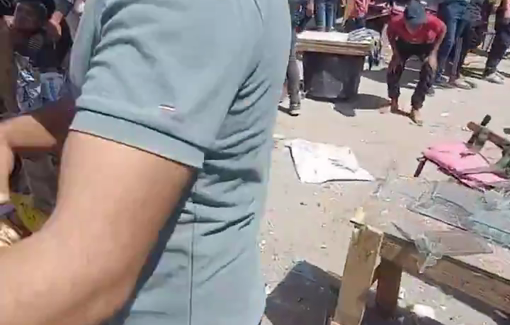 Thumbnail preview image for the video titled: Horrible massacre scene at busy street after Israeli strike killed over 30 people