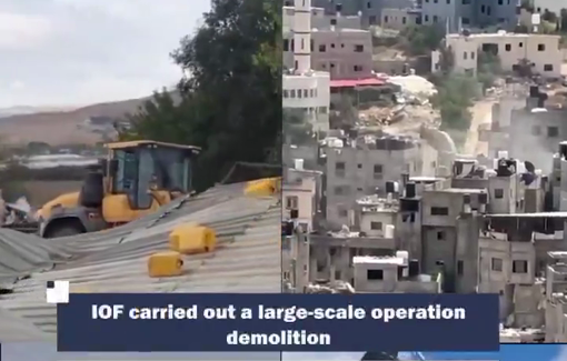 Thumbnail preview image for the video titled: Israeli forces carried out demolition operations in various areas of the occupied West Bank, including Qalqilya, Al-Mughayyir, and the Jordan Valley