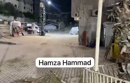 Thumbnail preview image for the video titled: The moment Israel violently bombed the perimete of Al-Awda Hospital in North Gaza