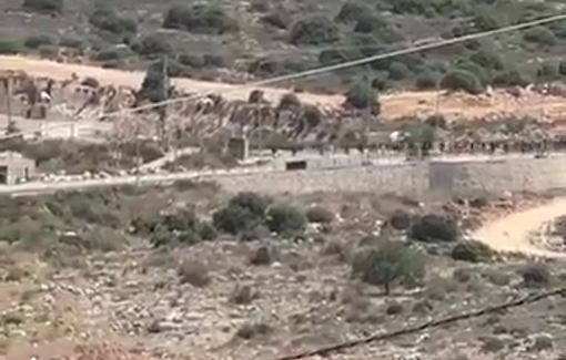 Thumbnail preview image for the video titled: Large crowds of Israeli occupation soldiers have stormed the town of Burqin