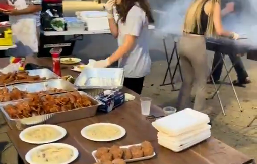 Thumbnail preview image for the video titled: Israelis are having a barbecue party next to a concentration camp that is being starved and bombed by them