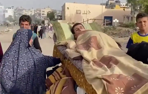 Thumbnail preview image for the video titled: Displacement continues from Jabalia area, Jabalia refugee camp and bayt lahya areas to the northwest of Gaza city