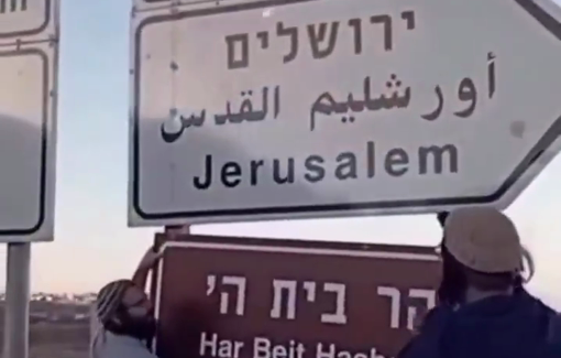 Thumbnail preview image for the video titled: Settlers place a road sign to the Temple