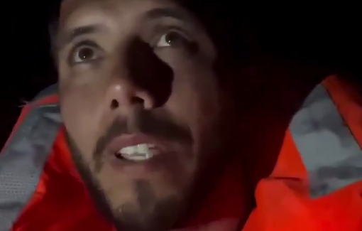 Thumbnail preview image for the video titled: Drone threatens crew of Madleen, 80 KM from Greek coast