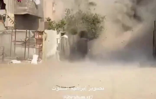Thumbnail preview image for the video titled: House bombed in Al-Amal neighborhood, Khan Younis