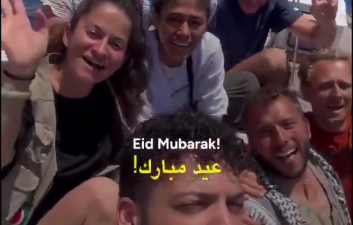 Thumbnail preview image for the video titled: Message from Madleen crew : "On this day of Eid, our thoughts are with the people of Gaza"