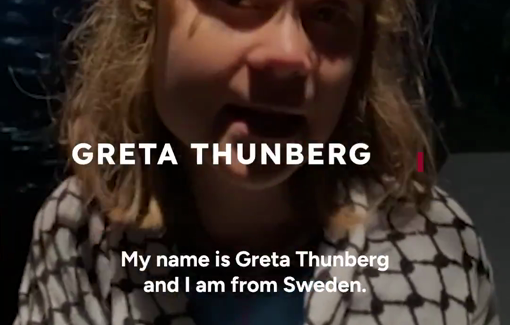 Thumbnail preview image for the video titled: Pre-recorded message of a call for help from Greta Thunberg in case of arrest by Israel