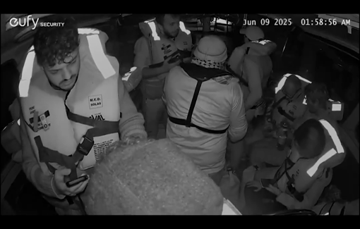 Thumbnail preview image for the video titled: Final moments aboard the Madleen before the arrest by Israeli forces in international waters