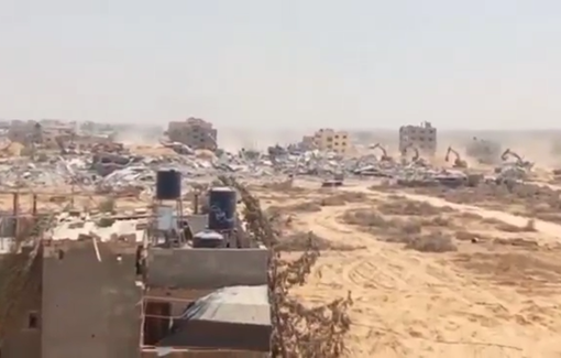 Thumbnail preview image for the video titled: Israeli excavators continue the erasure of Khan Younis