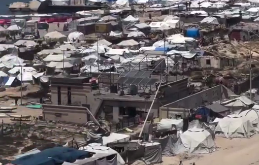 Thumbnail preview image for the video titled: Extension of the tent camp deeply in Gaza beach and Gaza city