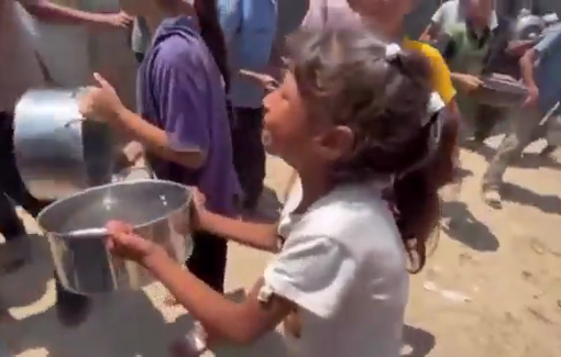 Thumbnail preview image for the video titled: Child breaks down begging for help to fill her empty pot with food