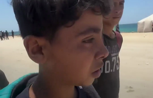 Thumbnail preview image for the video titled: A child breaks down in tears after failing to secure food for his starved family