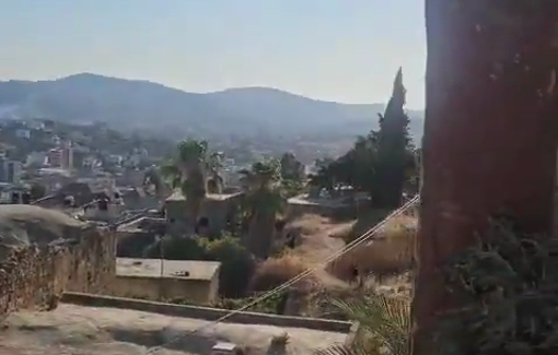 Thumbnail preview image for the video titled: Israeli forces fire teargas at local Palestinian residents during a raid into the town of Beita