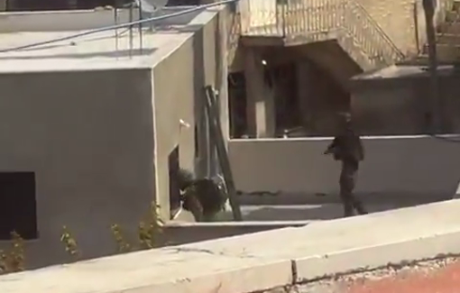 Thumbnail preview image for the video titled: The Israeli forces violently break down a girls school in Suqba village