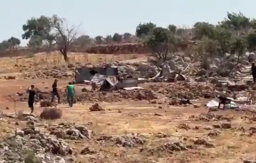 Thumbnail preview image for the video titled: Israeli settlers perpetrating a pogrom in the town of Sinji