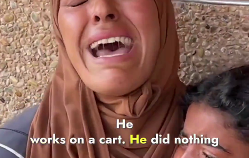 Thumbnail preview image for the video titled: Widow of Khaled al-Daghma now has to provide for her 5 children after Israel killed her husband at a GHF site