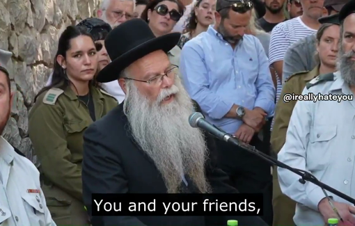 Thumbnail preview image for the video titled: Rabbi David Dudkevitch: "(You) went up to the altar of Our Father Abraham. Sometimes that altar's on an excavator. Sometimes it's on a D9"