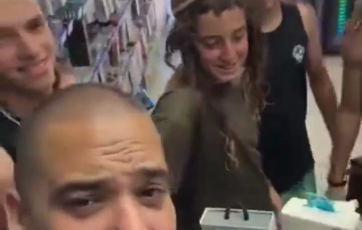 Thumbnail preview image for the video titled: Tiberias shop owner asks young settlers their favorite racist murder method