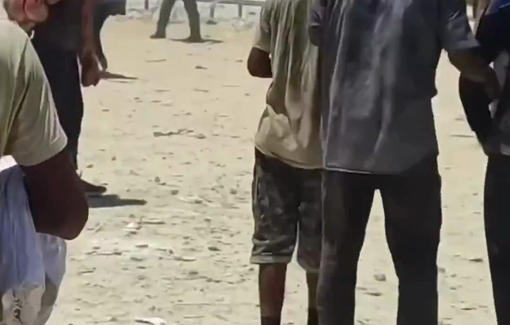 Thumbnail preview image for the video titled: GHF mercenaries throw stun grenade at aid seekers