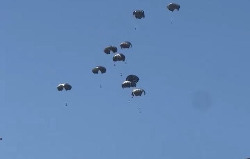 Thumbnail preview image for the video titled: Aid airdrops in central Gaza