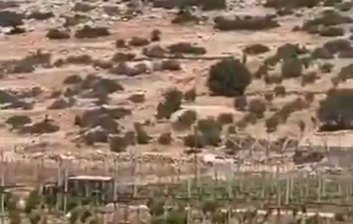 Thumbnail preview image for the video titled: Israeli forces destroyed a water tank in the Safah Tayasir area of Tubas