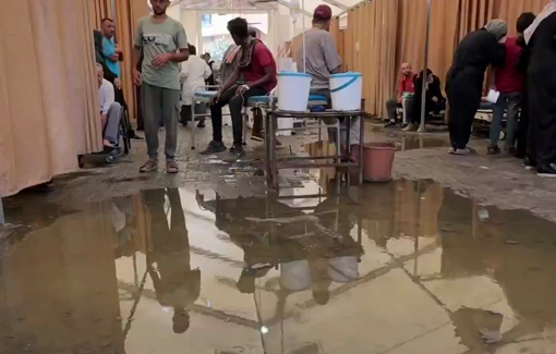 Thumbnail preview image for the video titled: Sewage floods Nasser hospital following intense Israeli bombing of Khan Younis
